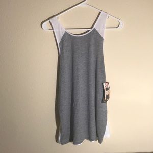 New White Grey Avis Block Workout Tank Top Small